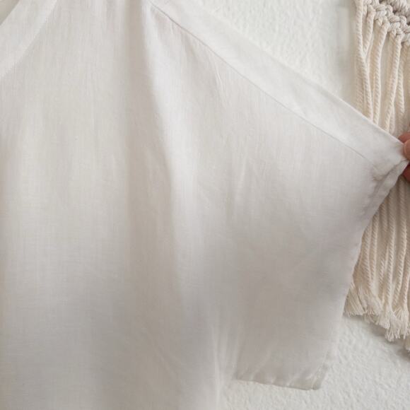 Cloth & Stone Cream Linen Peplum Blouse Size Medium - Picture 7 of 7